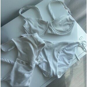 Mix & Match White Bikini Trio Set. Beach Bunny, Vitamin A, Becca.